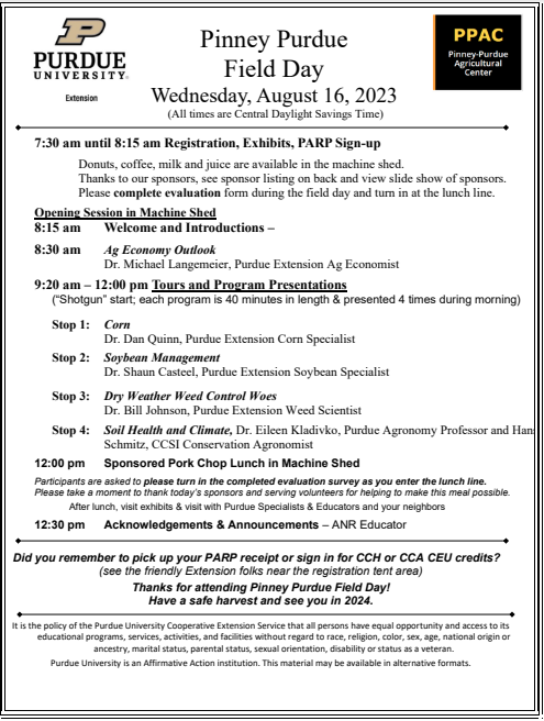 Pinney Purdue Field Day
